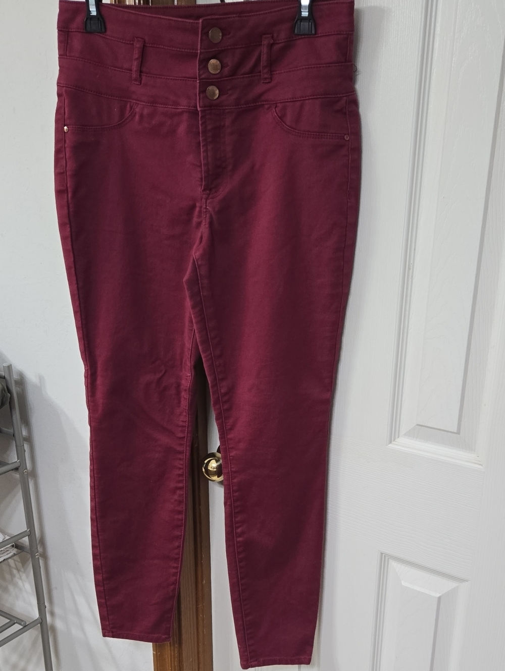 Charlotte Russe High-Waist Skinny Pants in Burgundy